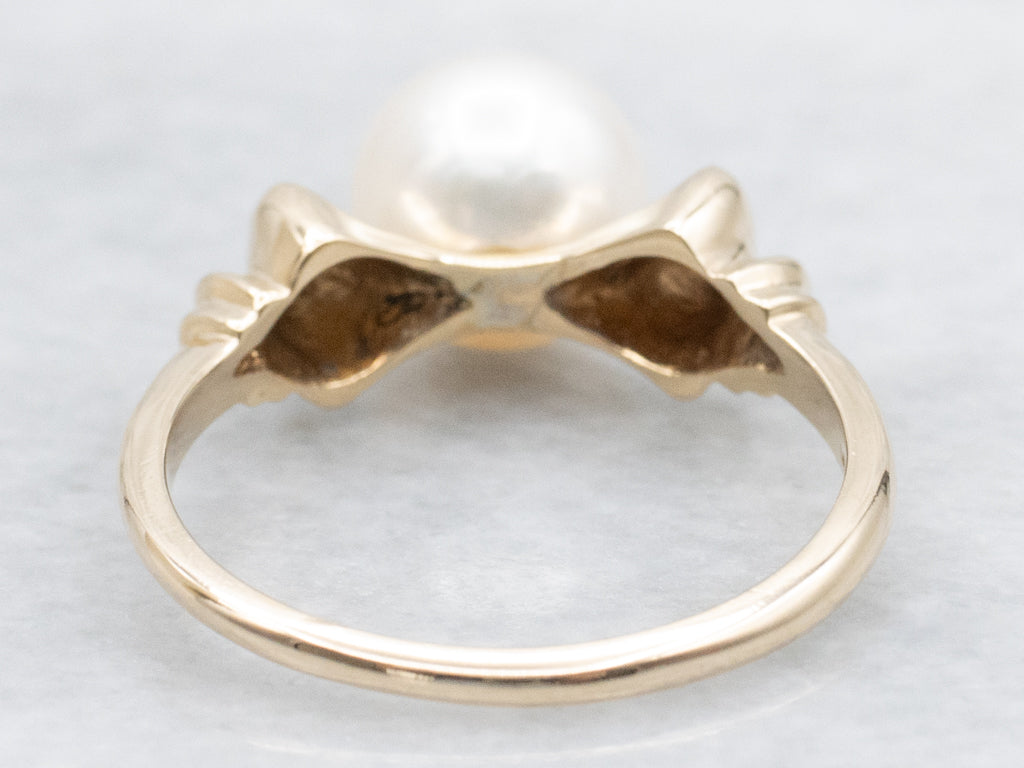 Vintage Yellow Gold Pearl Solitaire Ring