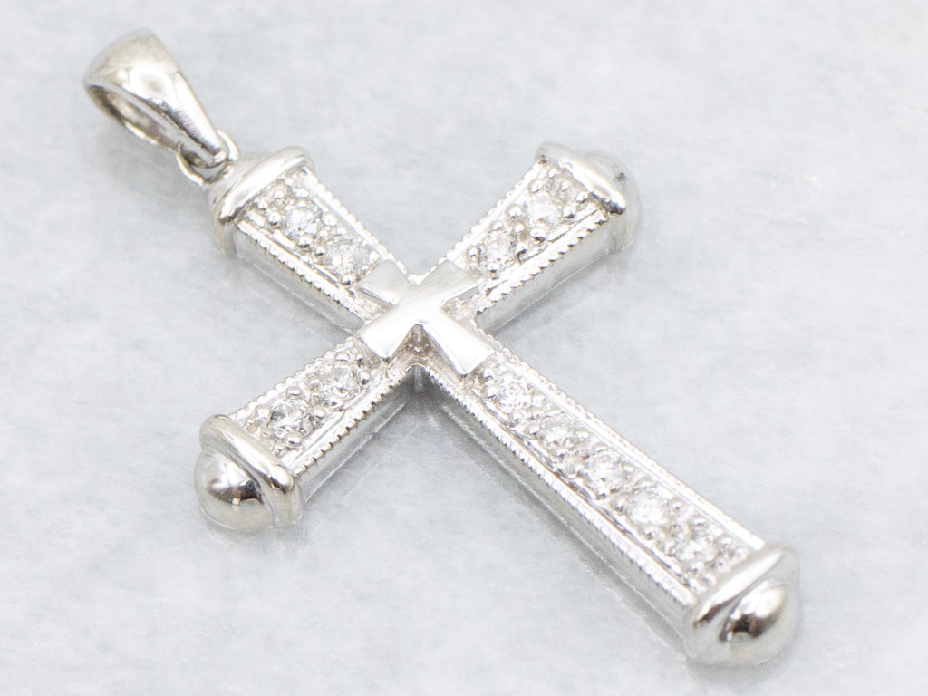 White Gold Diamond Cross Pendant