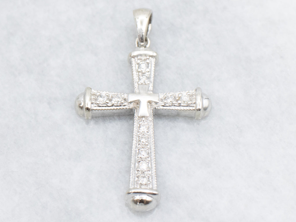 White Gold Diamond Cross Pendant