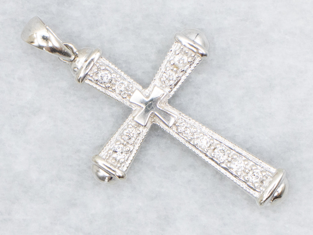 White Gold Diamond Cross Pendant