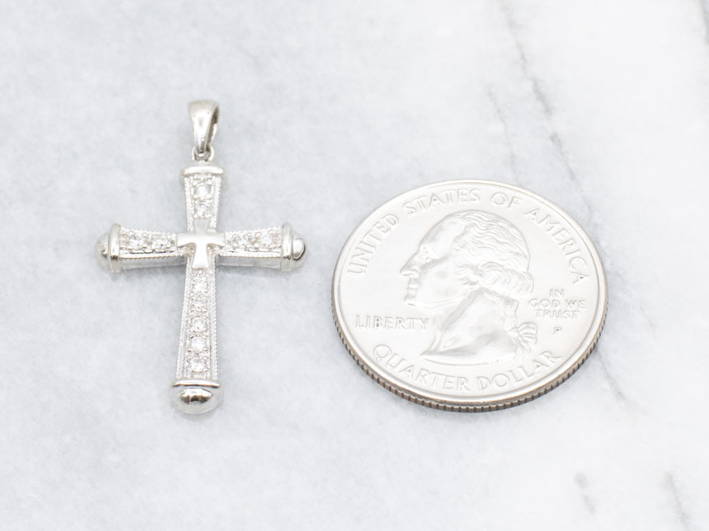 White Gold Diamond Cross Pendant