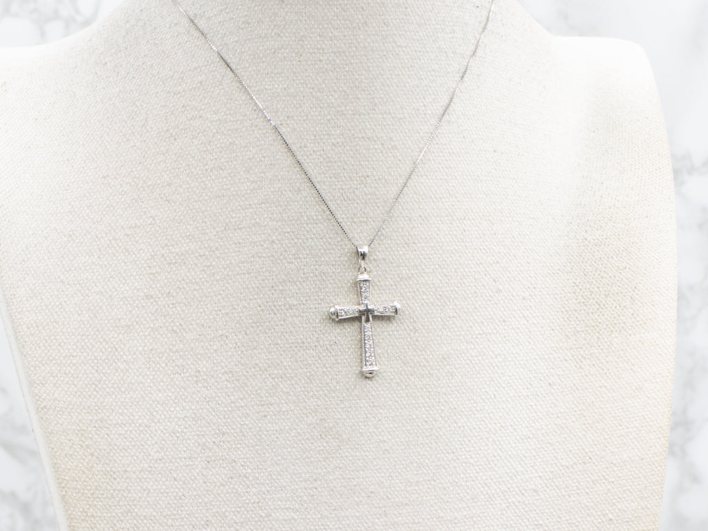 White Gold Diamond Cross Pendant