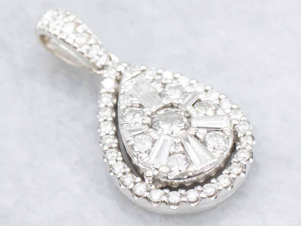 Modern Mix-Cut Diamond White Gold Pendant