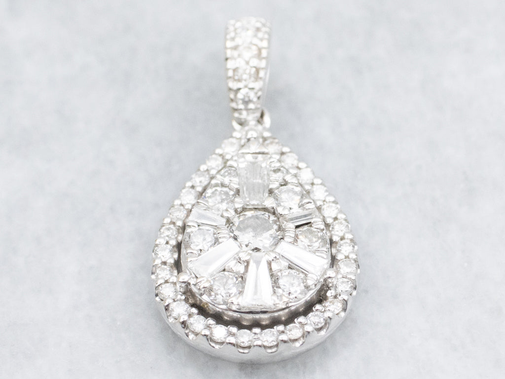 Modern Mix-Cut Diamond White Gold Pendant
