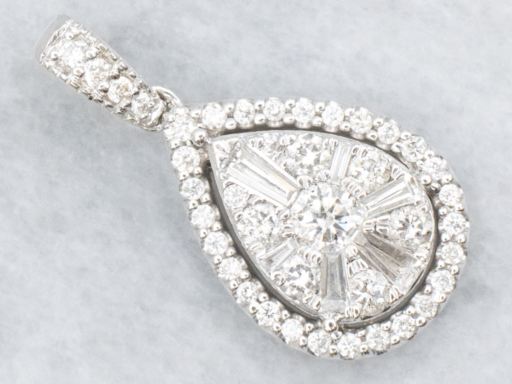 Modern Mix-Cut Diamond White Gold Pendant