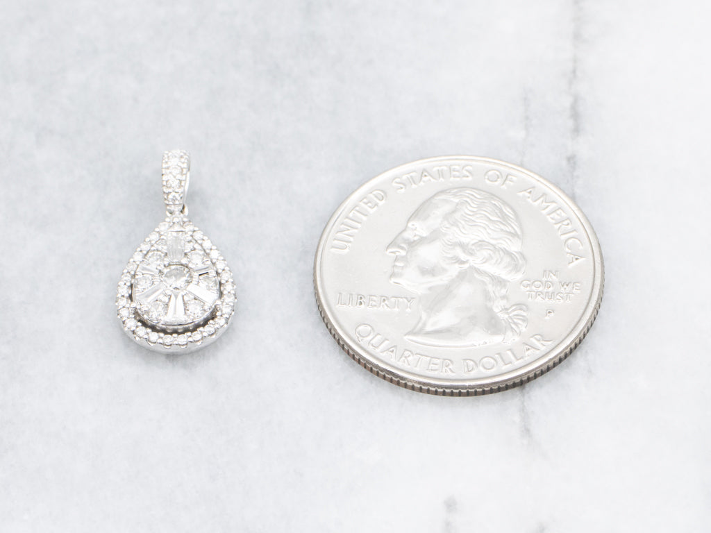 Modern Mix-Cut Diamond White Gold Pendant