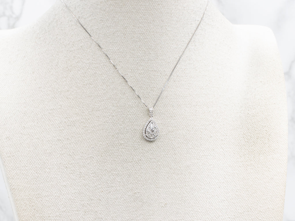 Modern Mix-Cut Diamond White Gold Pendant