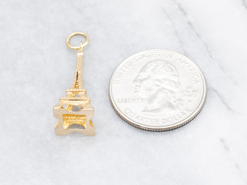 Yellow Gold Eiffel Tower Charm Pendant