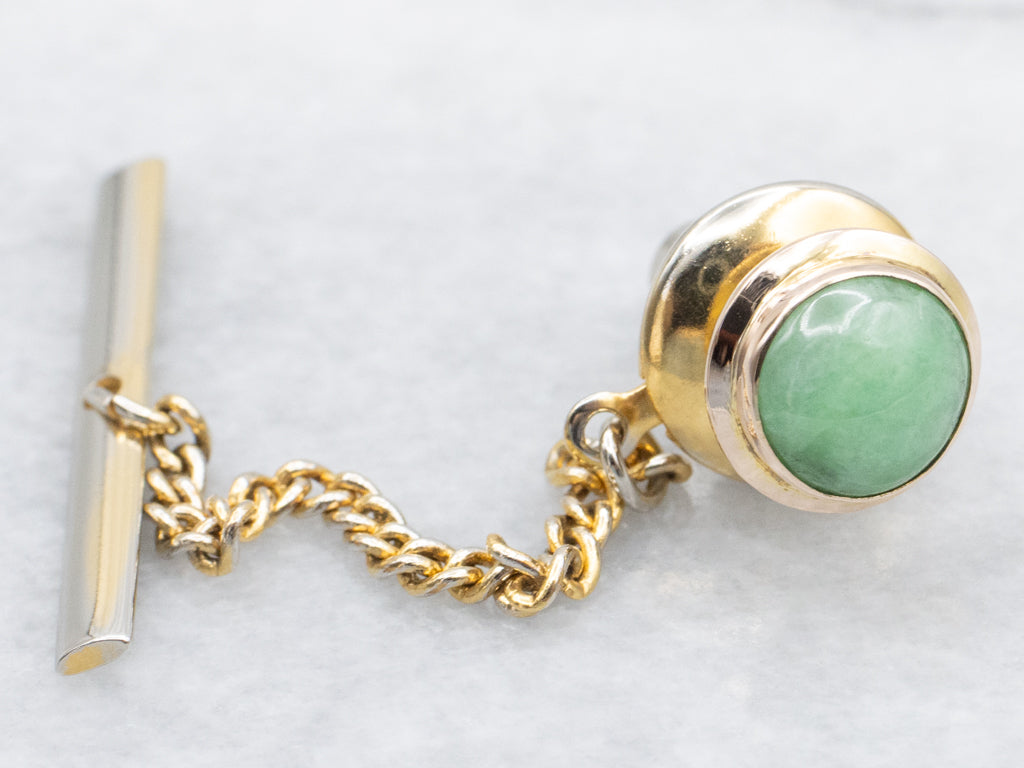 Vintage Gold Jadeite Men's Tie Tack