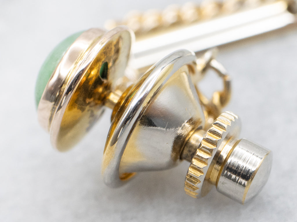 Vintage Gold Jadeite Men's Tie Tack