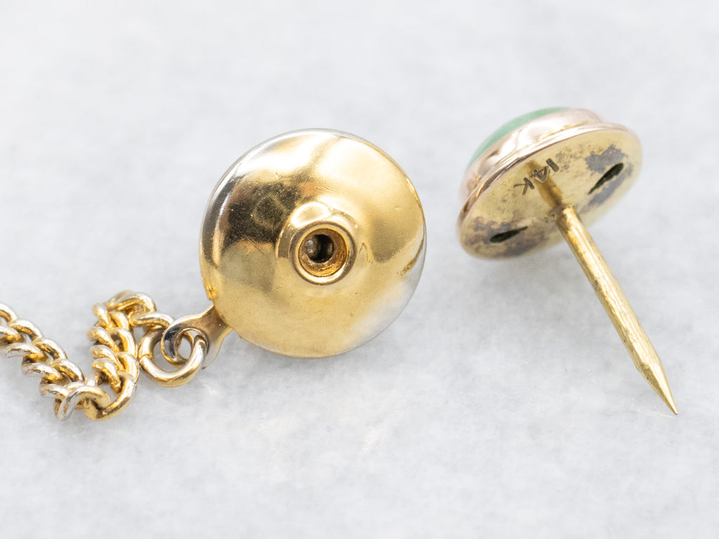 Vintage Gold Jadeite Men's Tie Tack