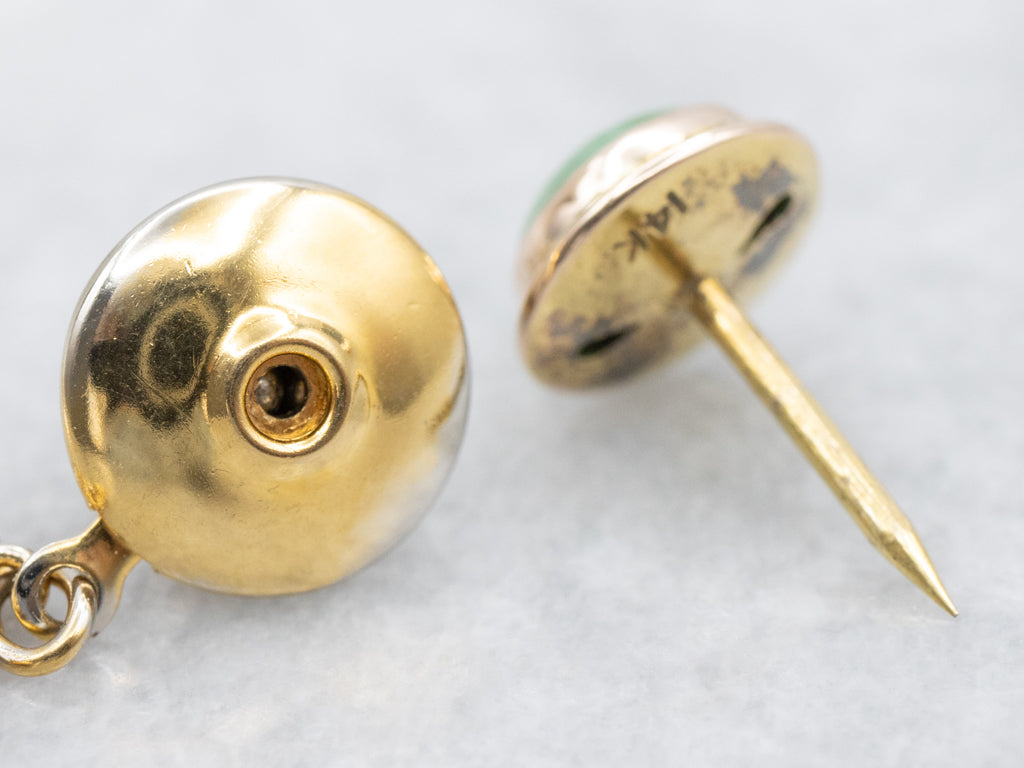 Vintage Gold Jadeite Men's Tie Tack