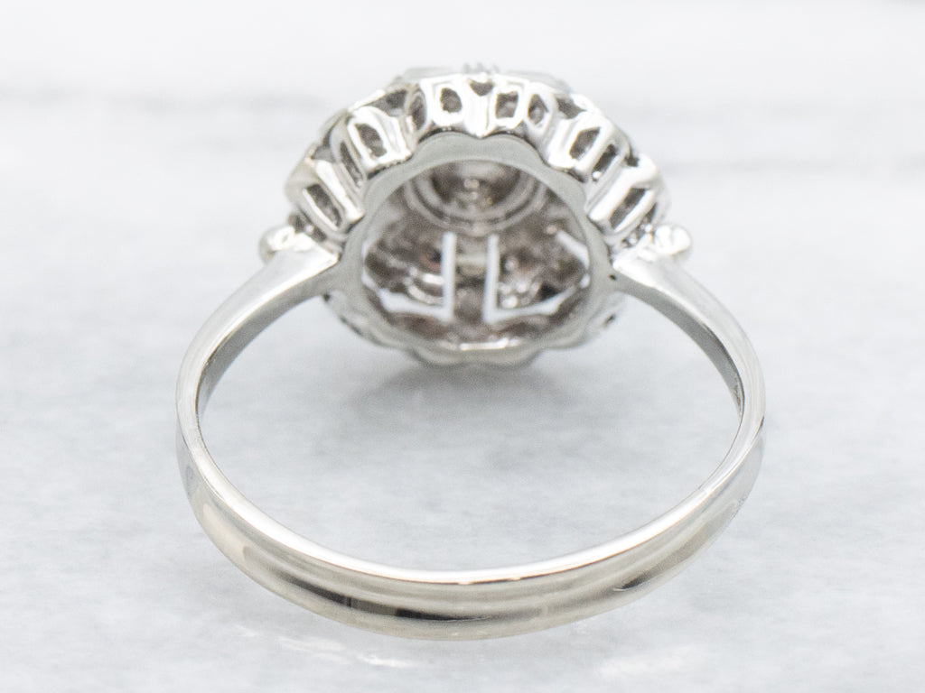 White Gold 1930s Diamond Bombe Ring