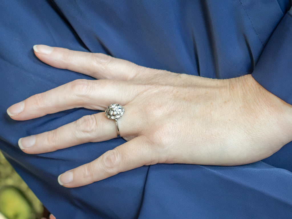 White Gold 1930s Diamond Bombe Ring