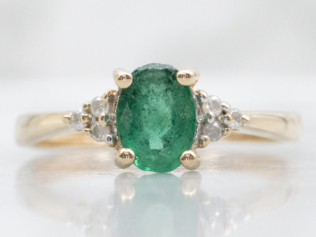 Yellow Gold Emerald and Diamond Engagement Ring
