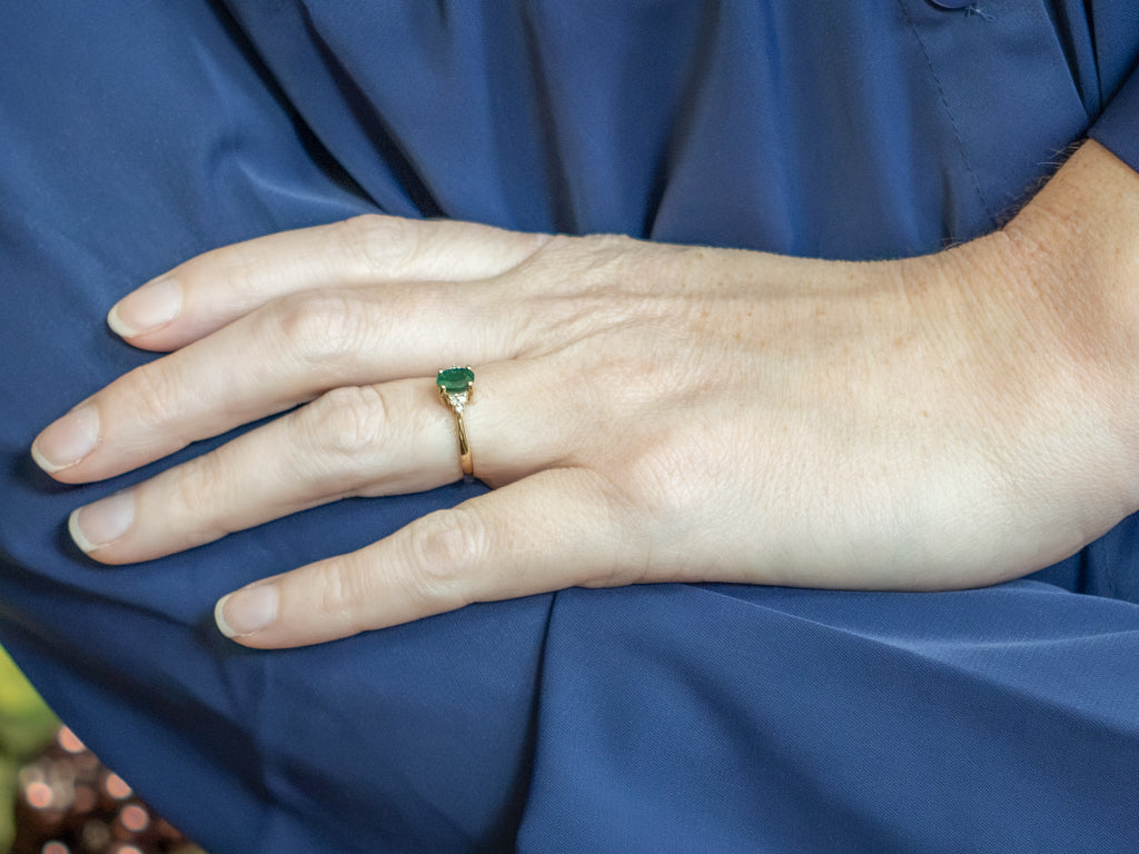 Yellow Gold Emerald and Diamond Engagement Ring
