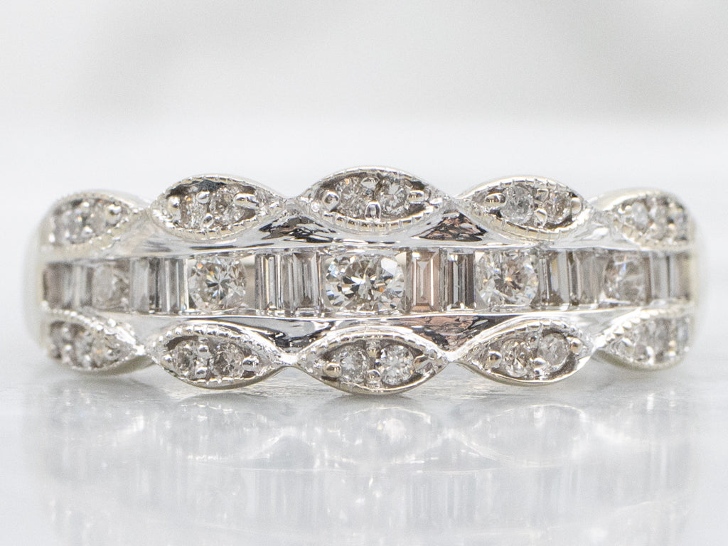 Vintage Mix-Cut Diamond White Gold Band