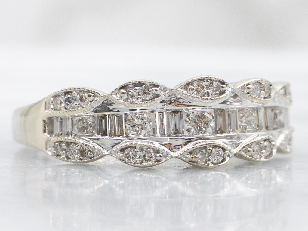 Vintage Mix-Cut Diamond White Gold Band