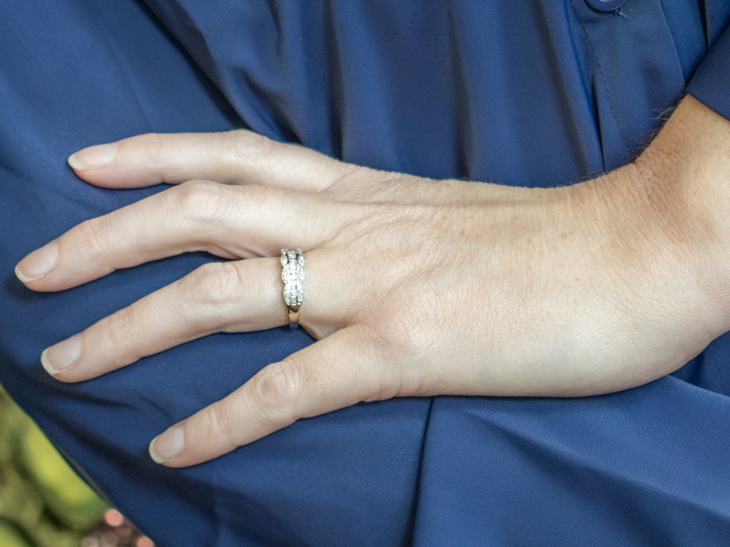 Vintage Mix-Cut Diamond White Gold Band