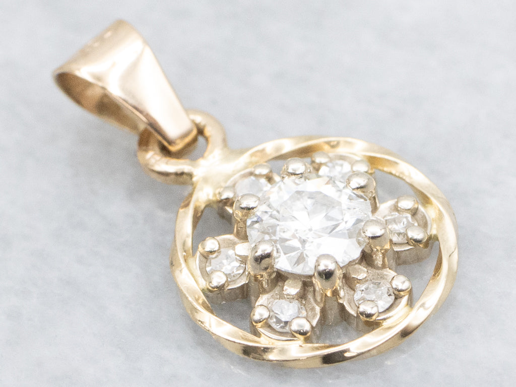 Floral Brilliant Diamond Cluster Pendant