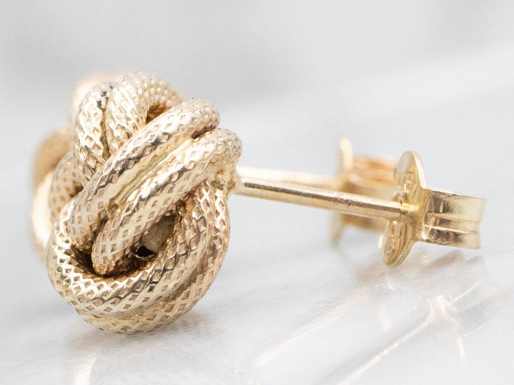 Textured Italian Gold Lovers Knot Stud Earrings