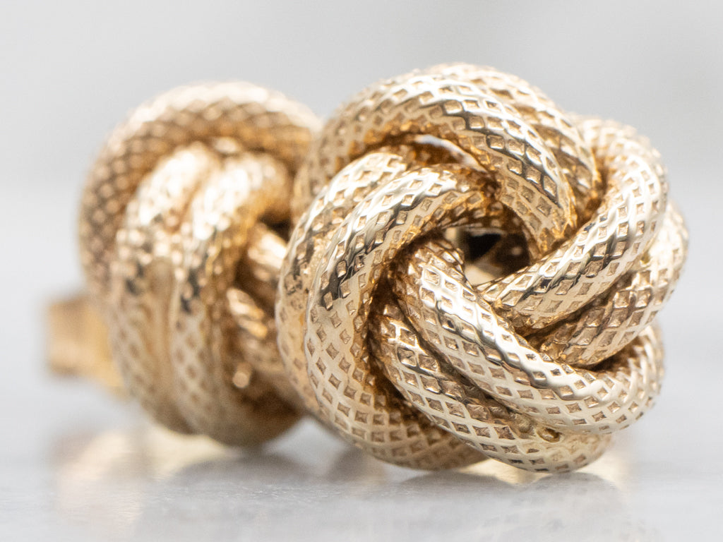 Textured Italian Gold Lovers Knot Stud Earrings