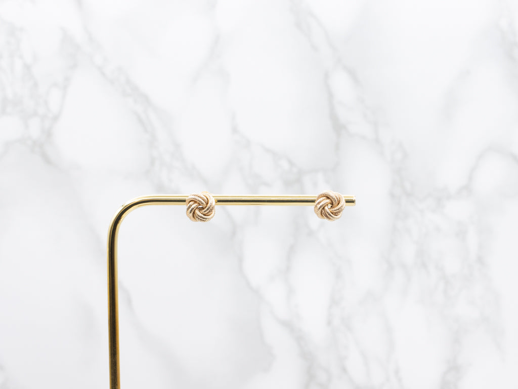 Textured Italian Gold Lovers Knot Stud Earrings