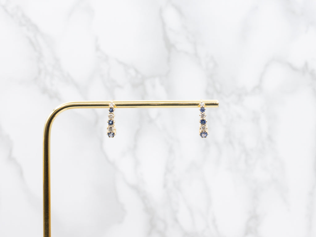 Sapphire and Diamond Gold J-Hoop Earrings