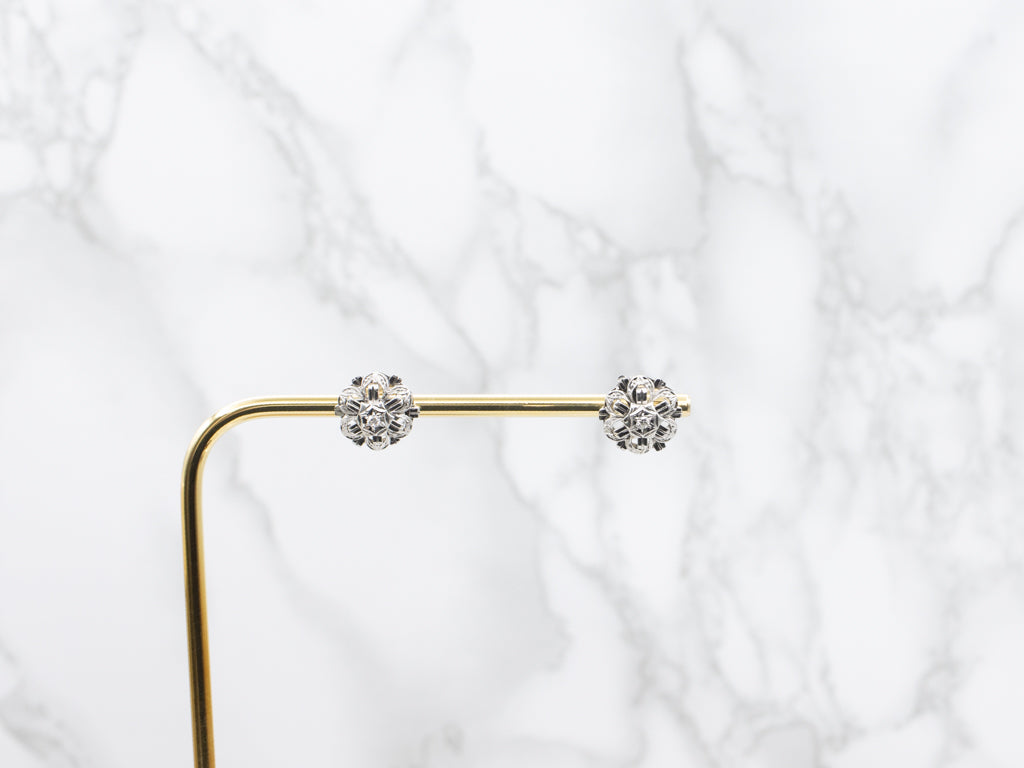 Late Art Deco Era White Gold Diamond Stud Earrings