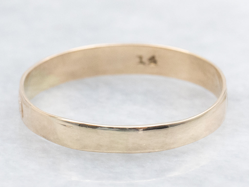 Vintage Gold Patterned Band with Milgrain Edge