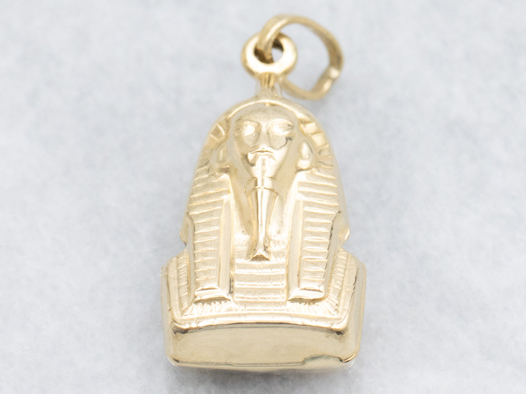 18-Karat Yellow Gold Egyptian Pharaoh Charm Pendant