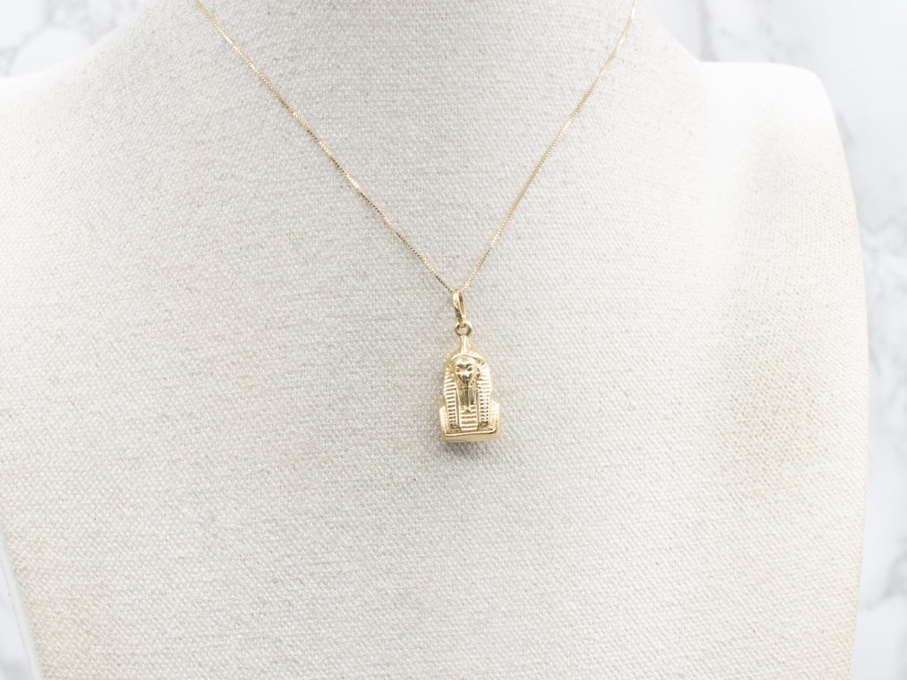 18-Karat Yellow Gold Egyptian Pharaoh Charm Pendant