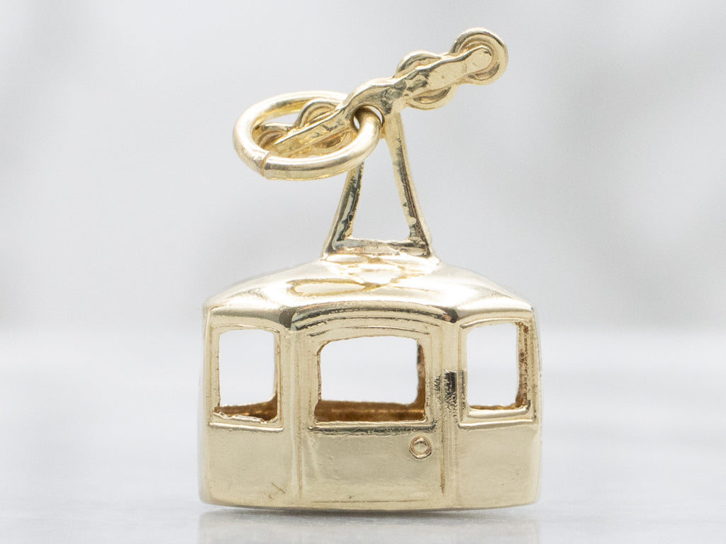 Vintage Yellow Gold Ski Gondola Pendant