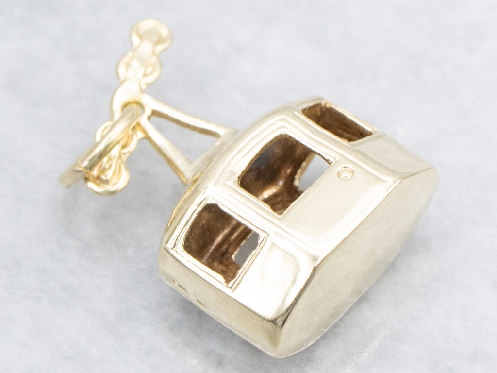 Vintage Yellow Gold Ski Gondola Pendant