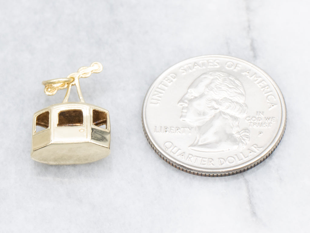 Vintage Yellow Gold Ski Gondola Pendant