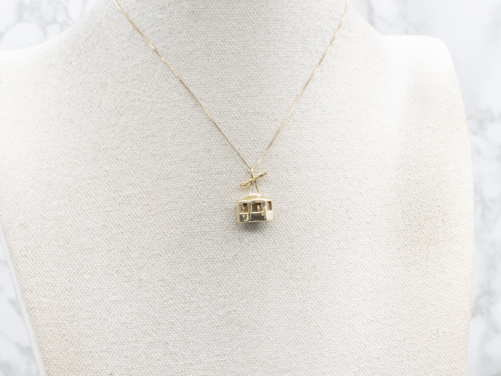 Vintage Yellow Gold Ski Gondola Pendant