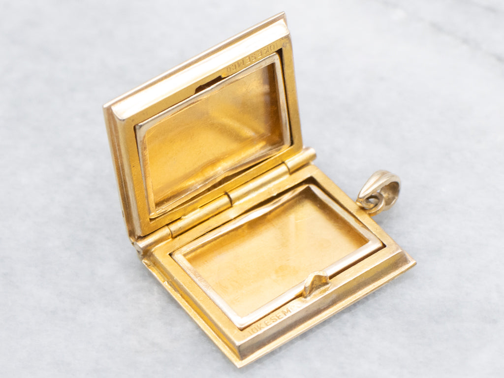 Vintage Yellow Gold Book Charm Locket