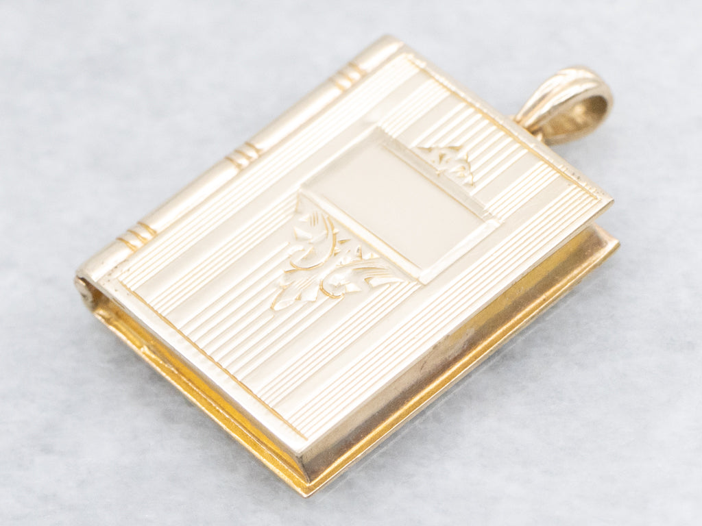 Vintage Yellow Gold Book Charm Locket