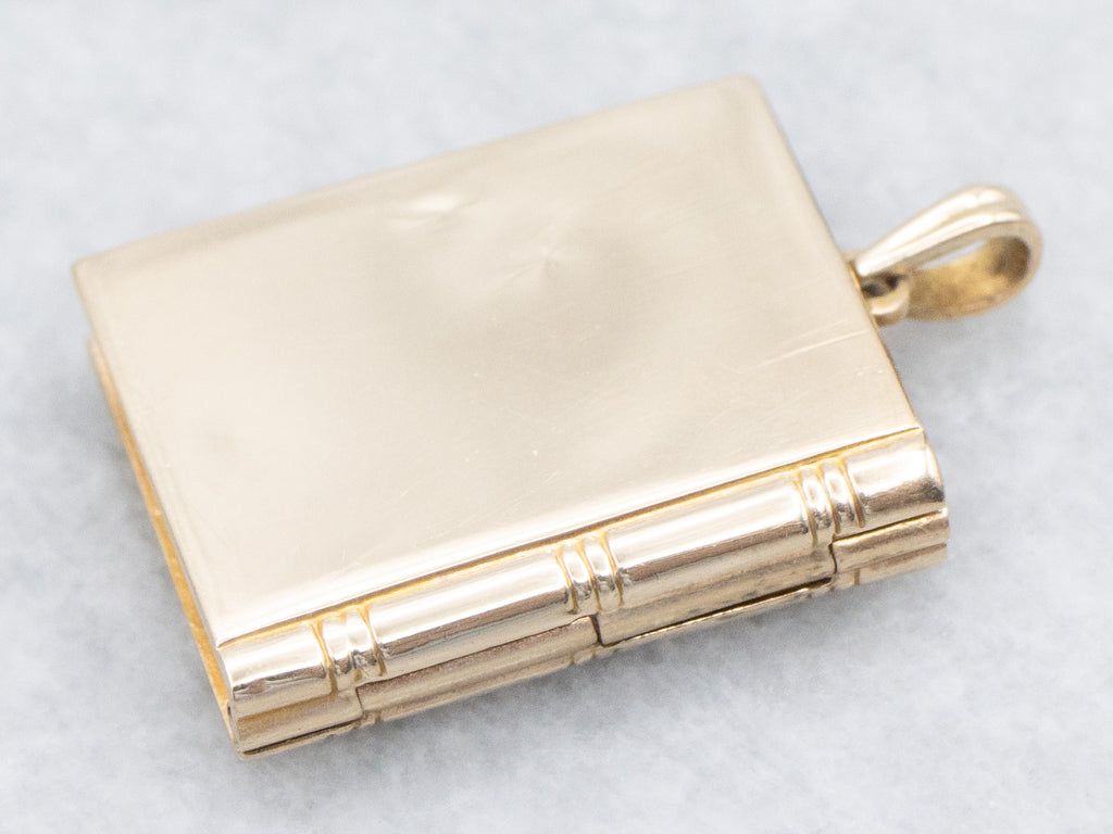 Vintage Yellow Gold Book Charm Locket