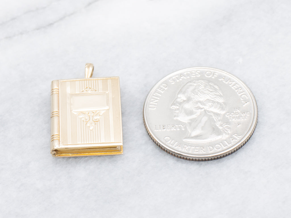 Vintage Yellow Gold Book Charm Locket