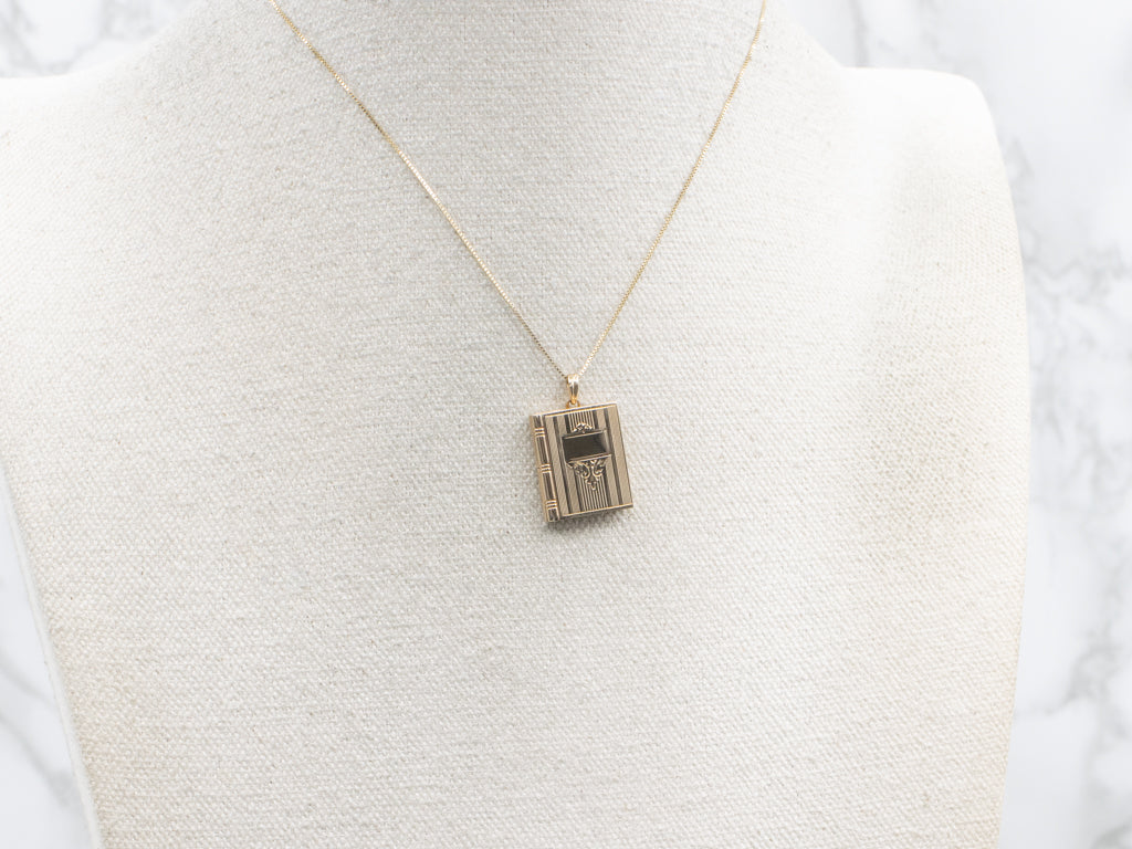 Vintage Yellow Gold Book Charm Locket