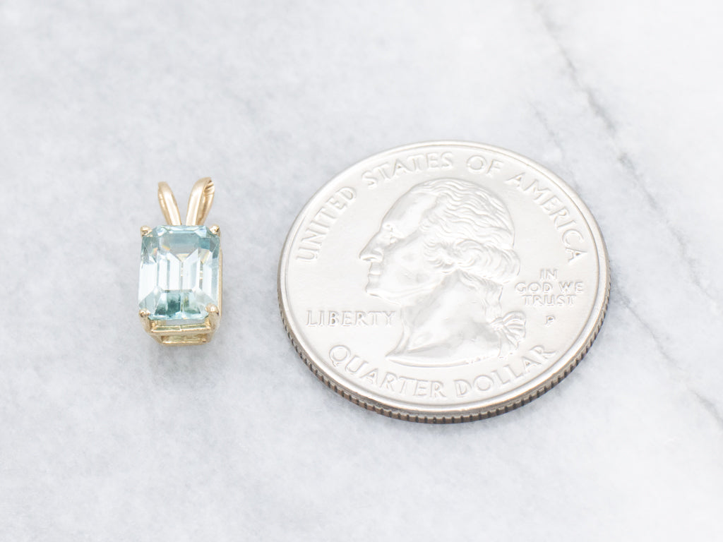 Yellow Gold Blue Zircon Gemstone Pendant