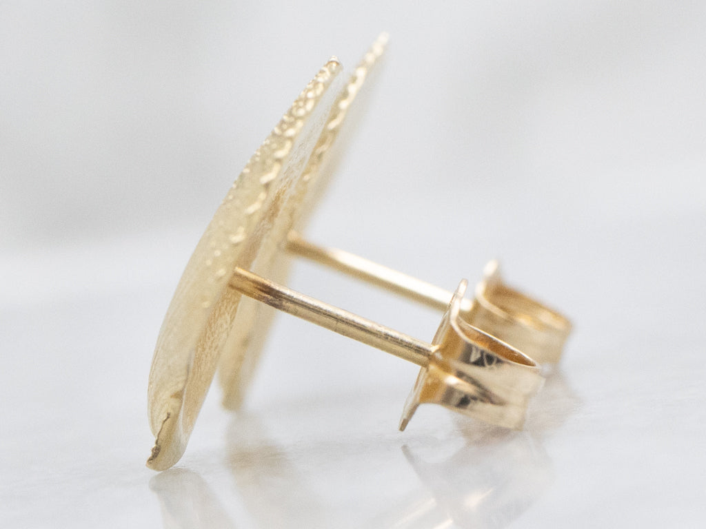 Yellow Gold Scallop Shell Stud Earrings