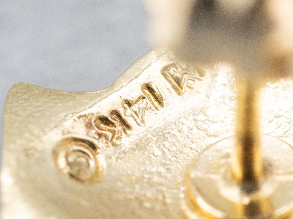 Yellow Gold Scallop Shell Stud Earrings