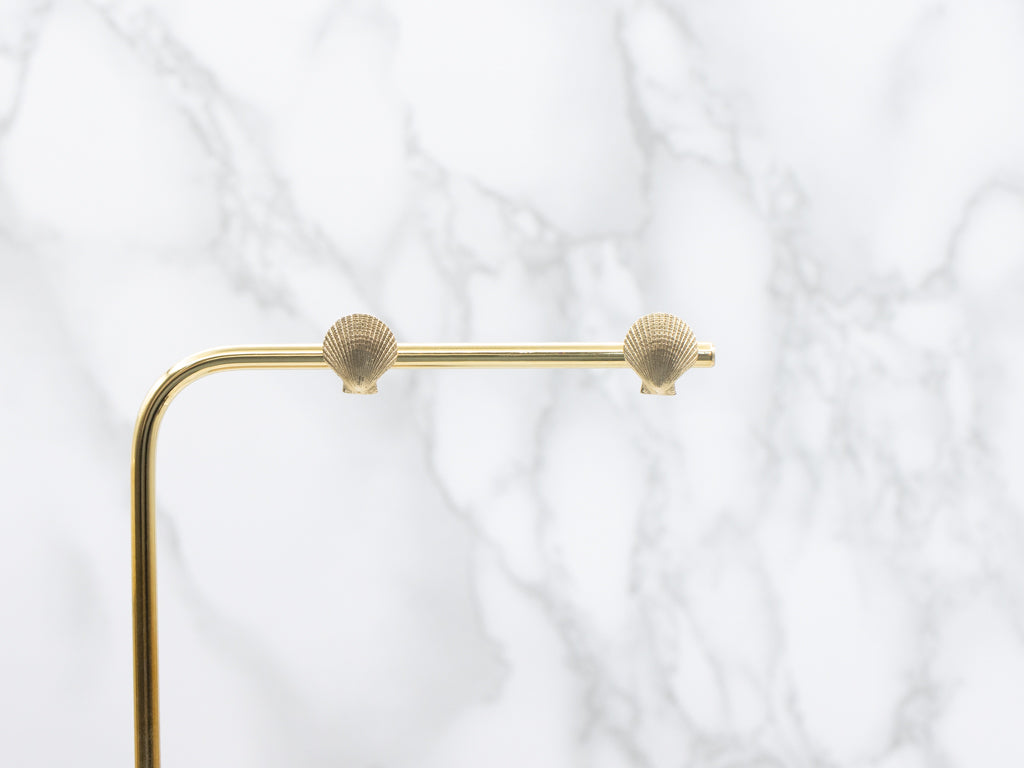 Yellow Gold Scallop Shell Stud Earrings