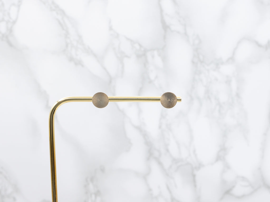 Textured Flat Yellow Gold Stud Earrings