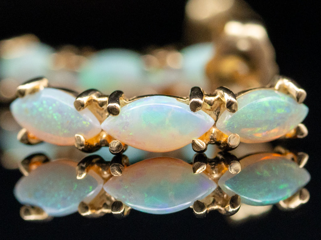 Yellow Gold Marquise-Cut Opal Drop Earrings