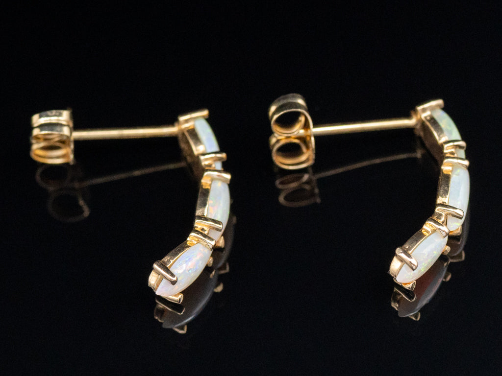 Yellow Gold Marquise-Cut Opal Drop Earrings