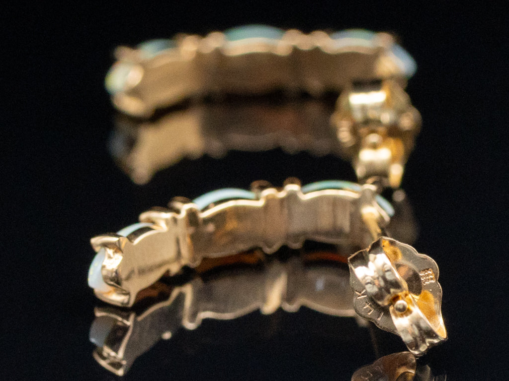 Yellow Gold Marquise-Cut Opal Drop Earrings