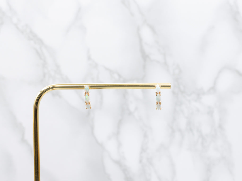 Yellow Gold Marquise-Cut Opal Drop Earrings